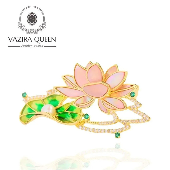 VQ Lotus Flower Brooch - Picture 1 of 7